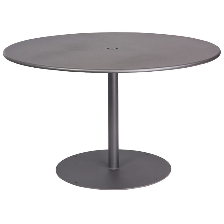 Patio Dining Table Round Charcoal Metal Perforated Top