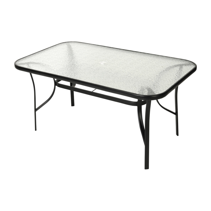 Patio Dining Table Waterwave Glass Rectangular Umbrella Hole