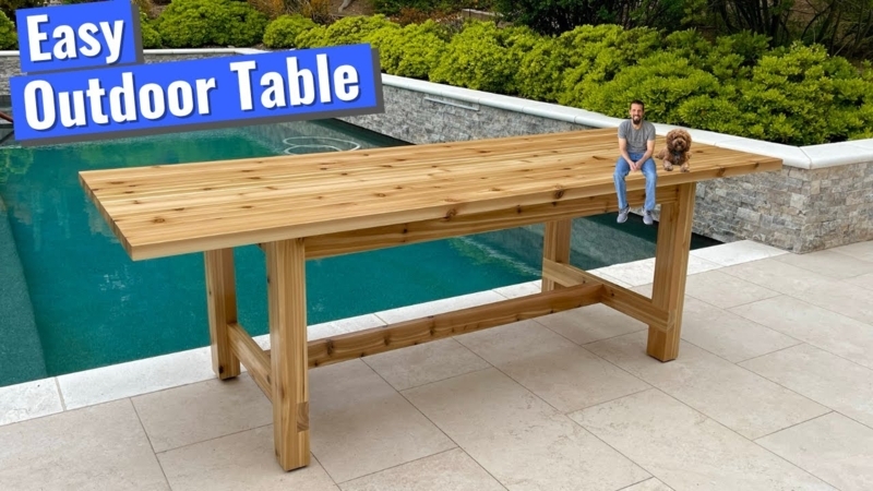 Patio Dining Table X Frame Base Planked Wood Rustic Industrial