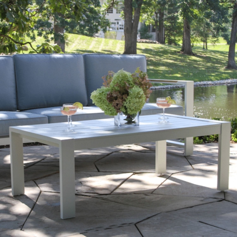 Patio Furniture Set: Black Rope Weave with Teak-Style Base