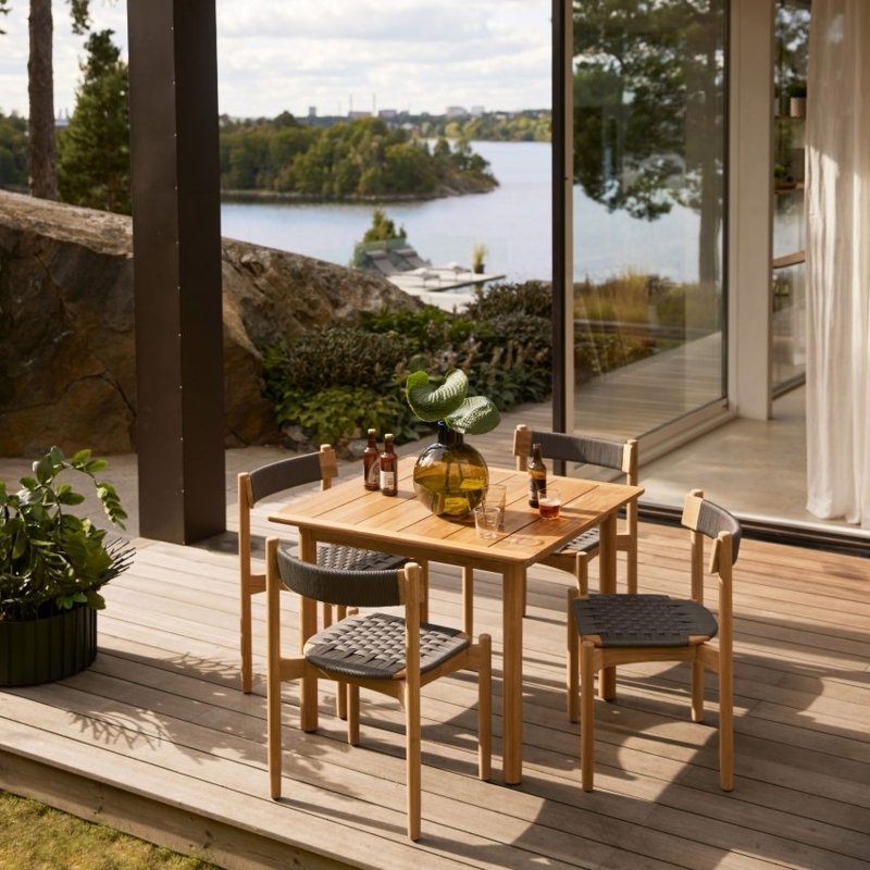 Patio Furniture Set Low Profile Slender Frame Open Back Upholstered