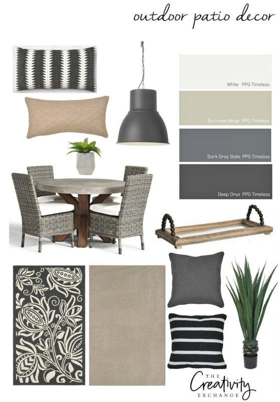 Patio Sectional in Charcoal Grey with Large Wall Clock Decor