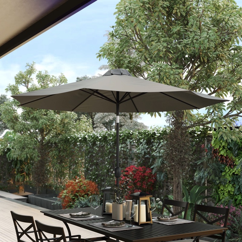Patio Umbrella 9-Foot Octagonal Canopy Crank Lift Outdoor Safe