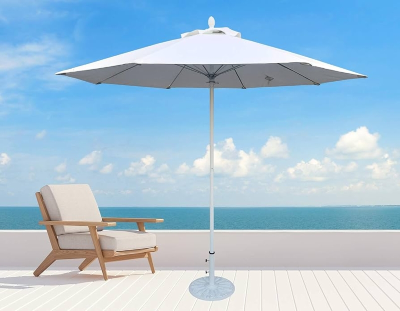 Patio Umbrella Antique White Wood Pole Pulley Lift System
