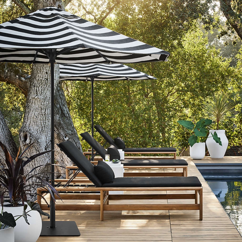 Patio Umbrella Cabana Stripes Round Canopy Airy Resort Style Shade