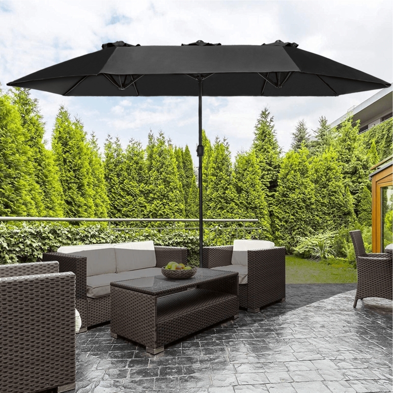 Patio Umbrella Double Sided Extra Wide Rectangular Crank Lift Functional