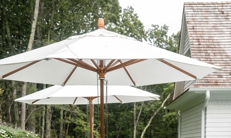 Patio Umbrella Fabric with Reinforced Stitching Detail