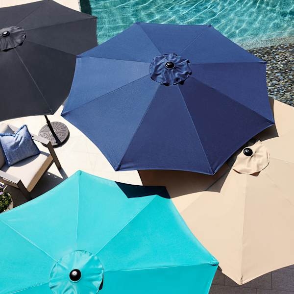 Patio Umbrella Integrated Crank And Tilt Round Canopy Nine Foot