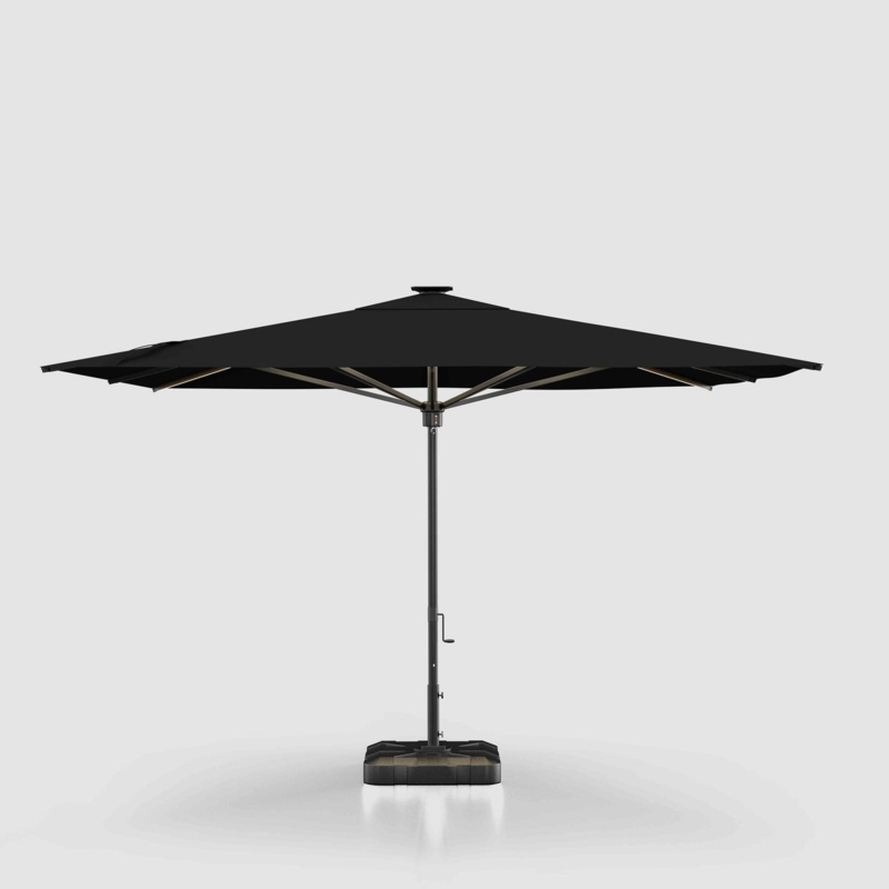 Patio Umbrella LED Ribs Square Silhouette Luxury Poolside Shade Solution