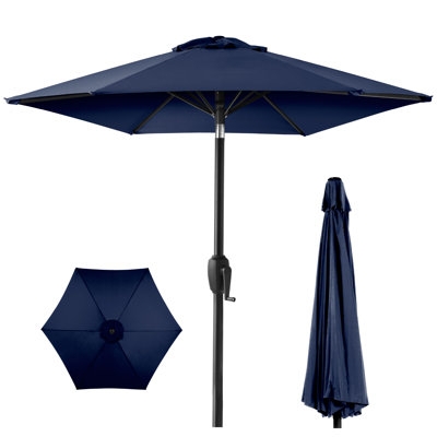 Patio Umbrella Light Blue Poolside Setting Tilt Function Crank Lift