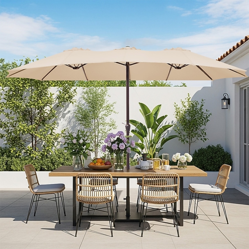 Patio Umbrella Multi Vent Twin Market Style Minimalist Outdoor Shade