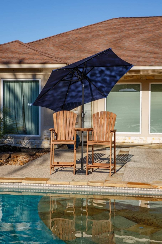 Patio Umbrella Royal Blue Nine Foot Diameter Crank Mechanism