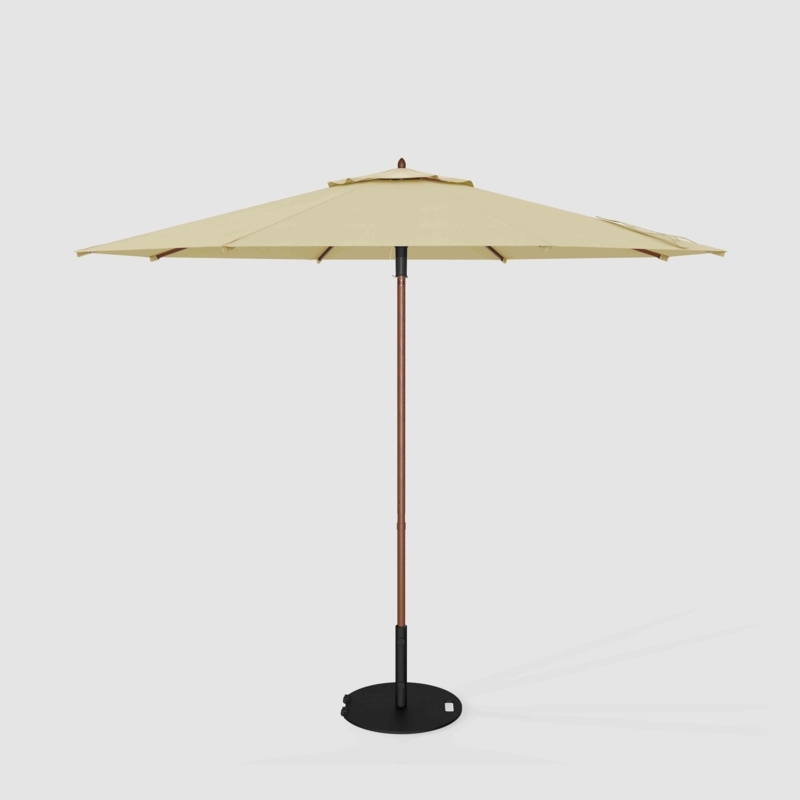 Patio Umbrella Wooden Frame Beige Resort Style Outdoor Shade Solutions