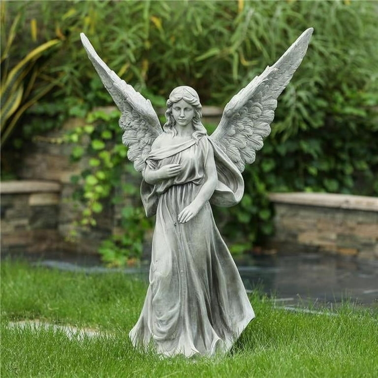 Peaceful Angel Garden Statue, Kneeling Praying Pose with Detailed Wings.