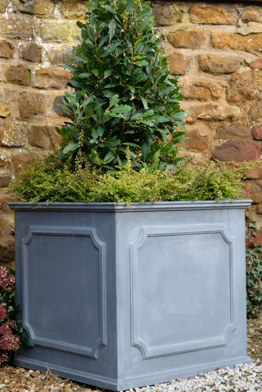 Pedestal Planter Gadrooned Detail Weathered Stone Classic Garden Urn