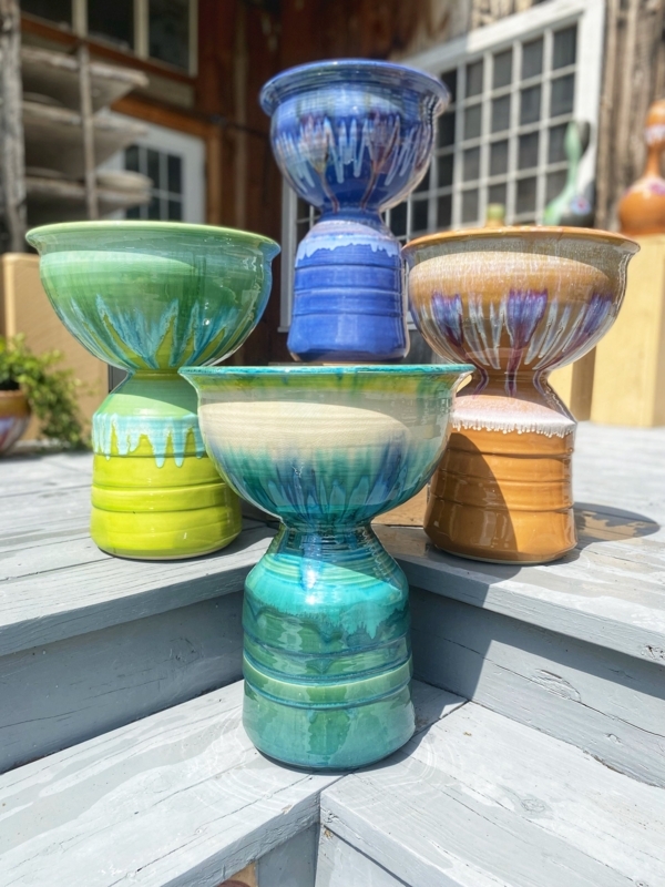 Pedestal Vessel, Artisan Matte Speckled Finish Organic Edges Ceramic