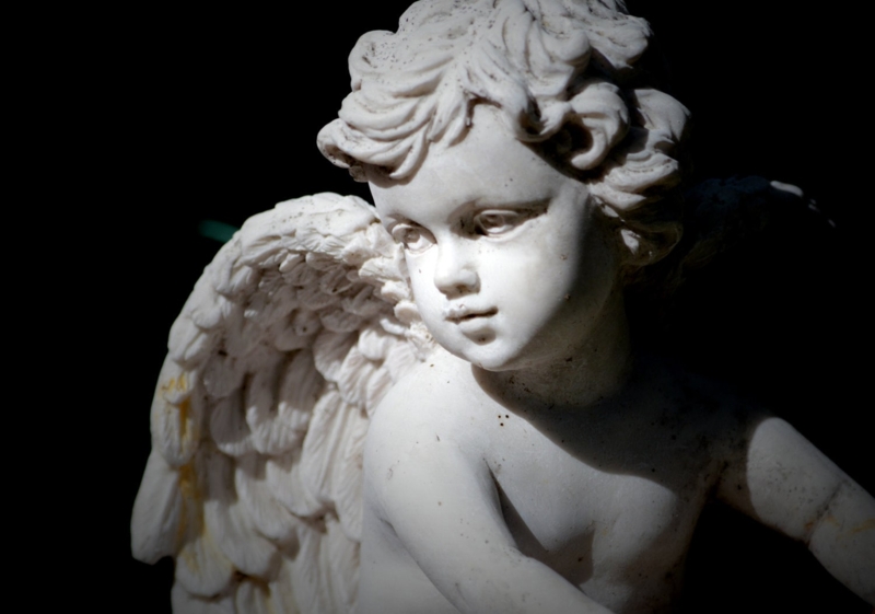 Photography Print Ethereal Angel Statue with Dramatic Shadows