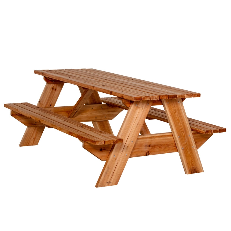 Picnic Table A-Frame Base Natural Finish Classic Wood Slat