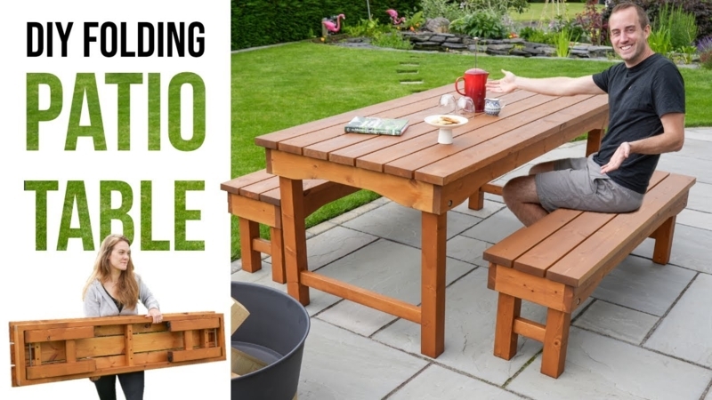 Picnic Table Convertible Design Light Wood Integrated Bench Slatted Top Rustic