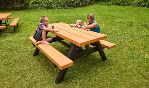 Picnic Table Dark Bronze Finish Industrial A-Frame Modern