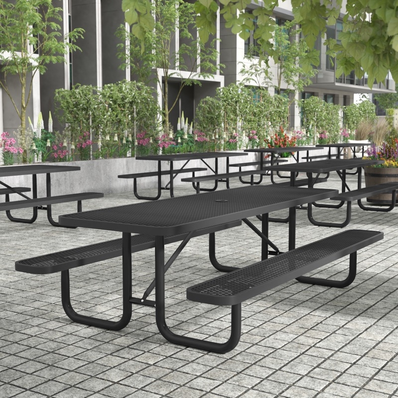 Picnic Table Expanded Metal Mesh Black Commercial Industrial