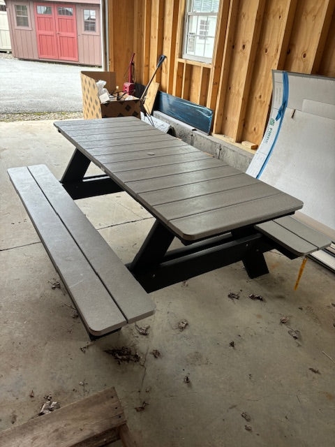 Picnic Table Light Gray Black Two-Tone Weather Resistant