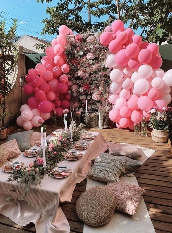 Picnic Table Low Profile Gingham Cloth Garden Party Setup