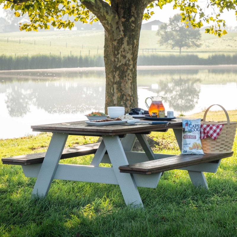 Picnic Table Poly Resin Construction Two-Tone A-Frame