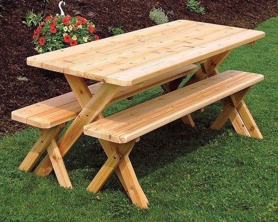 Picnic Table Round Set Curved Bench Seating Rustic Wood