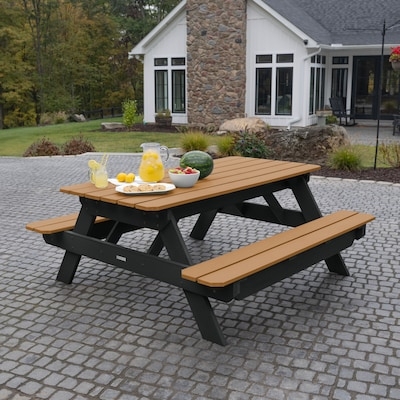 Picnic Table Vibrant Blue Circular Layout Attached Seating Park