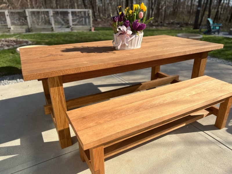 Picnic Table with Integrated Seating, A-Frame Base.