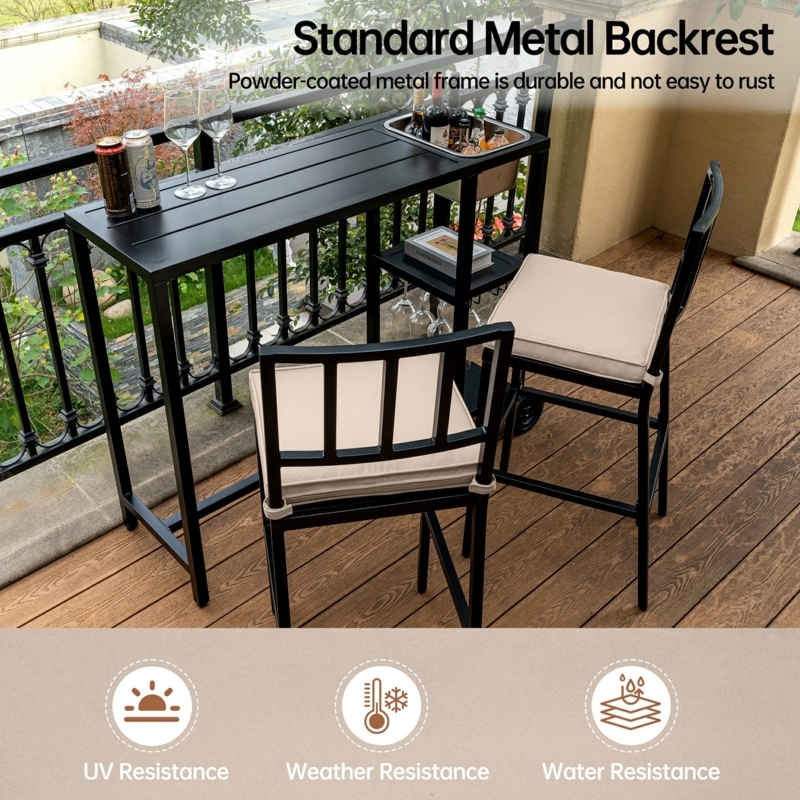 Pizzello Outdoor Counter Height Bar Stools, Patio Metal Barstools 2pcs