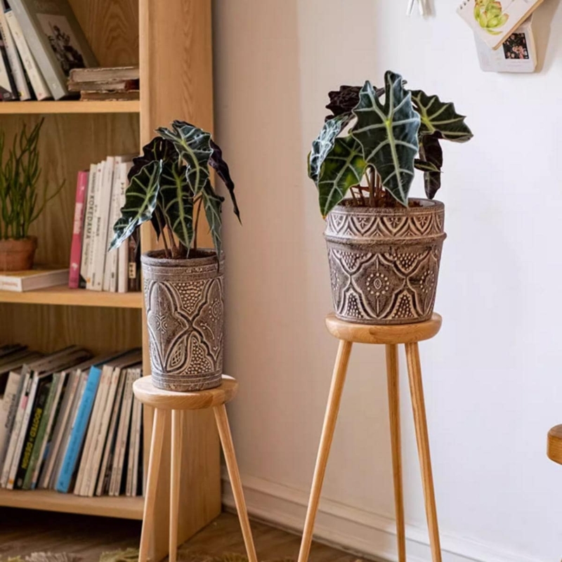 Planter Bowl with Wide Mouth and Weathered Finish, Rustic Clay Pot