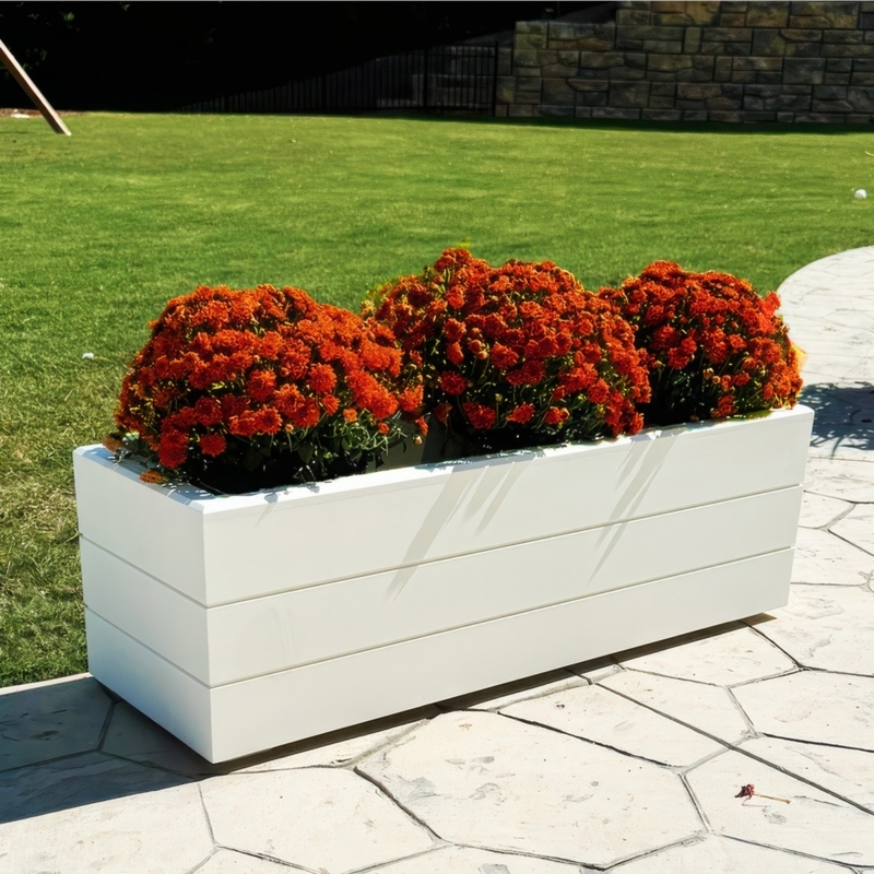 Planter Box, 72-Inch Shiplap PVC, White Farmhouse Window Box