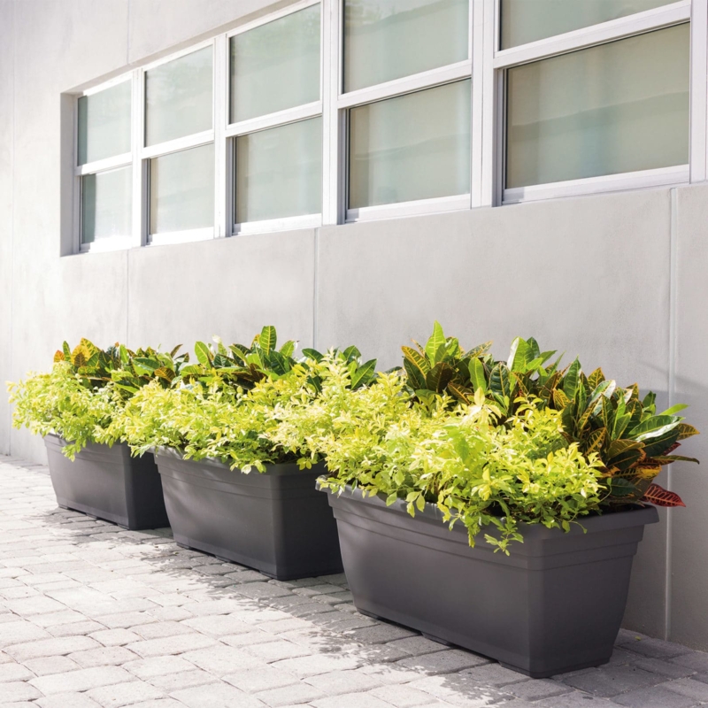Planter Box Black Tall Profile Trough Shape Matte Deck Design