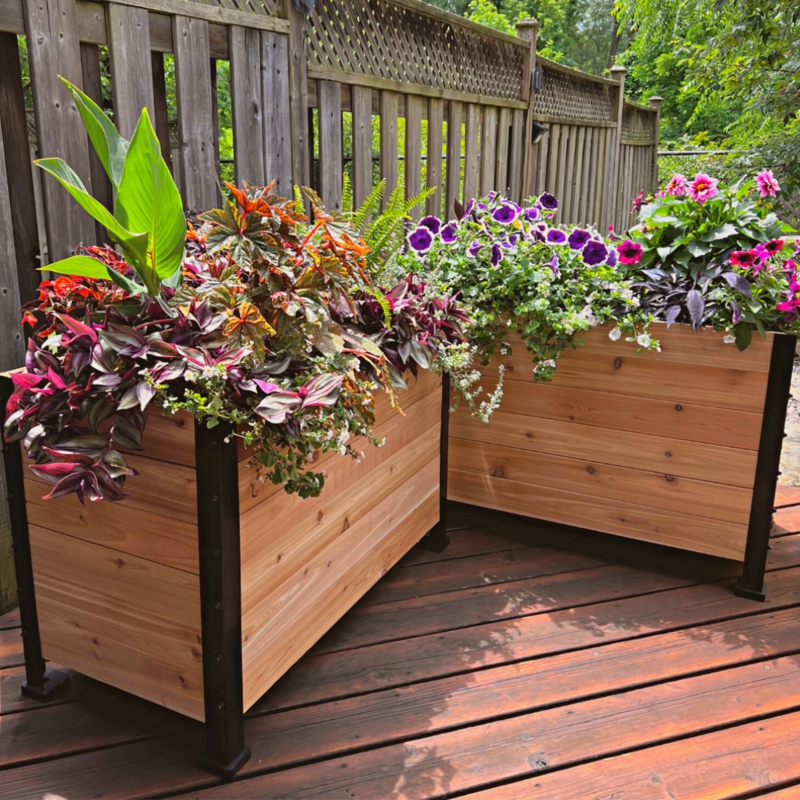 Planter Box, Cedar Toned Horizontal Slat, Modern Patio