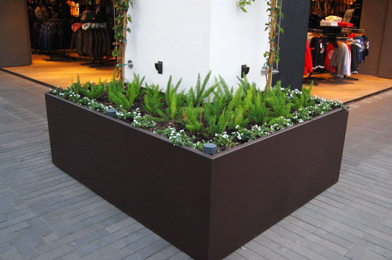 Planter Box Commercial Grade Charcoal Finish Metal Rectangular