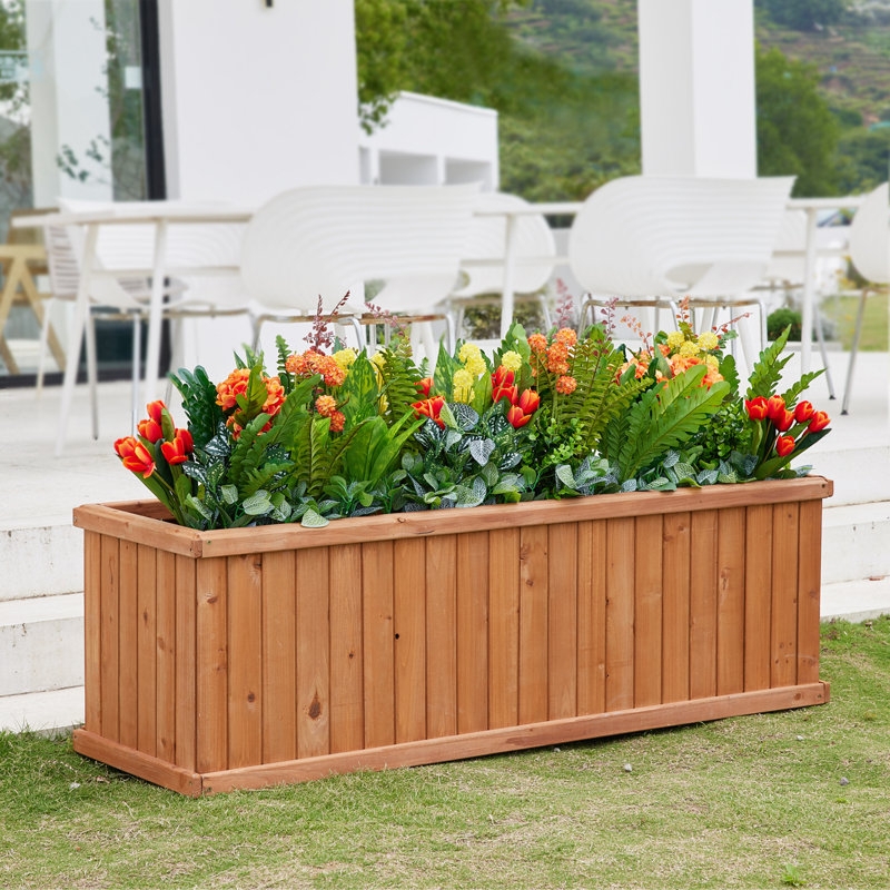 Planter Box Crisscross Panels Warm Brown Wood Decorative Lattice Side