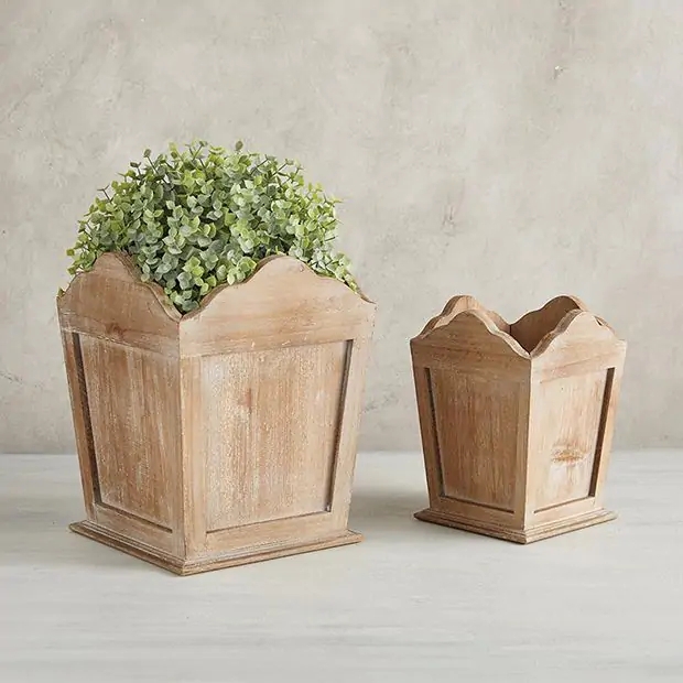 Planter Box Distressed Whitewash Cutout Handles Farmhouse