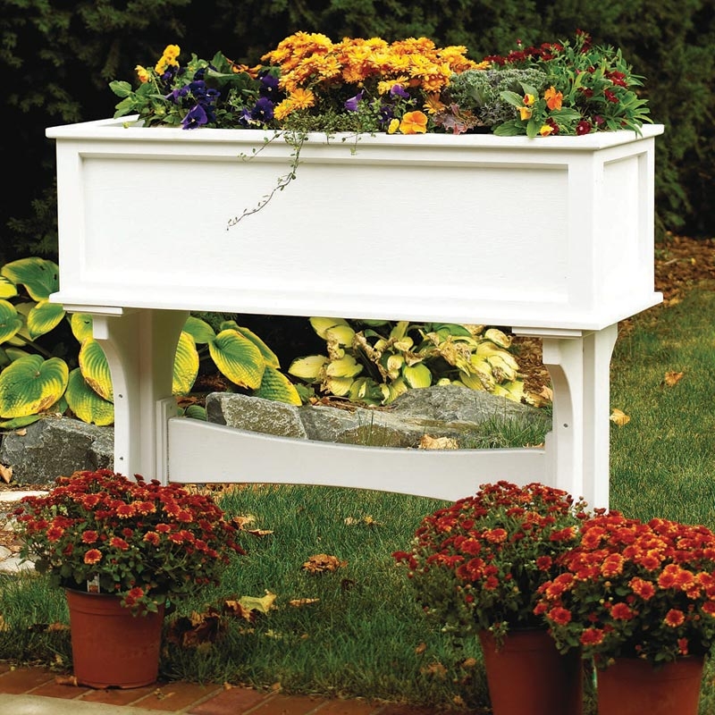 Planter Box, Elevated Wooden Garden Bed with Slatted Shelf