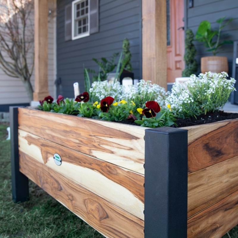 Planter Box Horizontal Planks Modern Deck Planter Styling Golden Brown