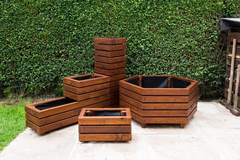 Planter Box Internal Liner Rectangular Trough Vertical Slats Garden