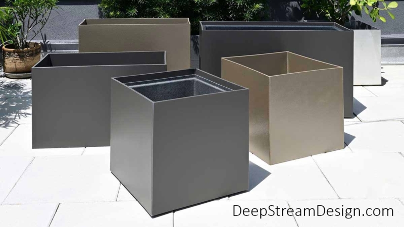 Planter Box on Casters Modern Mobile Design Dark Gray Rectangular