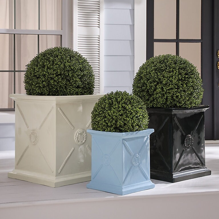 Planter Box Rectangular Wood X-Brace Design French Country Garden