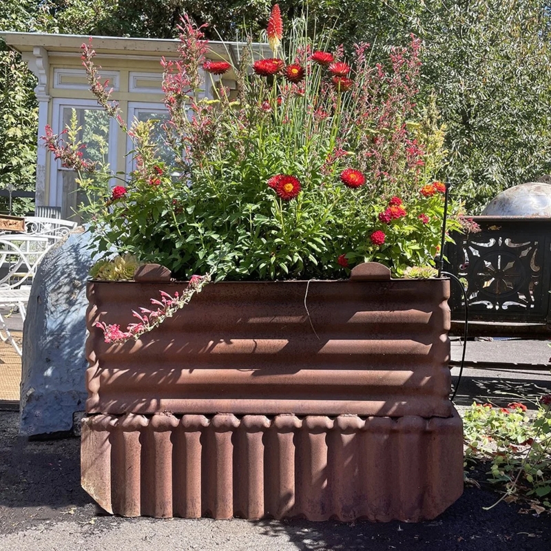 Planter Box Rusted Patina Heavy Gauge Metal Distressed Garden