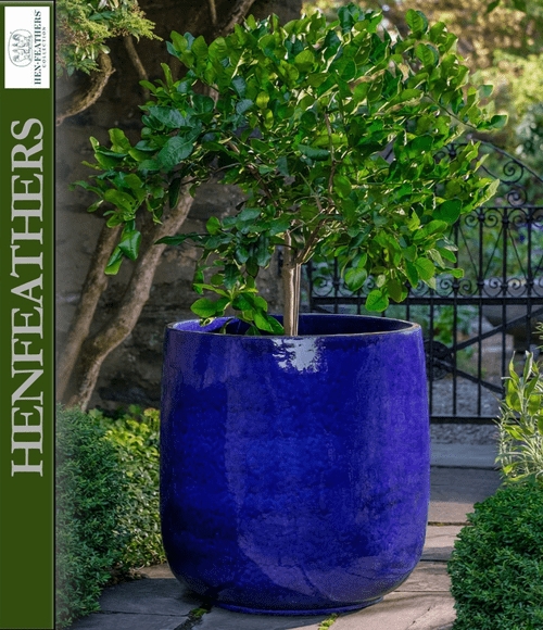 Planter Box Sapphire Blue Finish Stone Texture Square Garden Pot