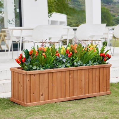 Planter Box Vertical Slats Rustic Farmhouse Rectangular Silhouette