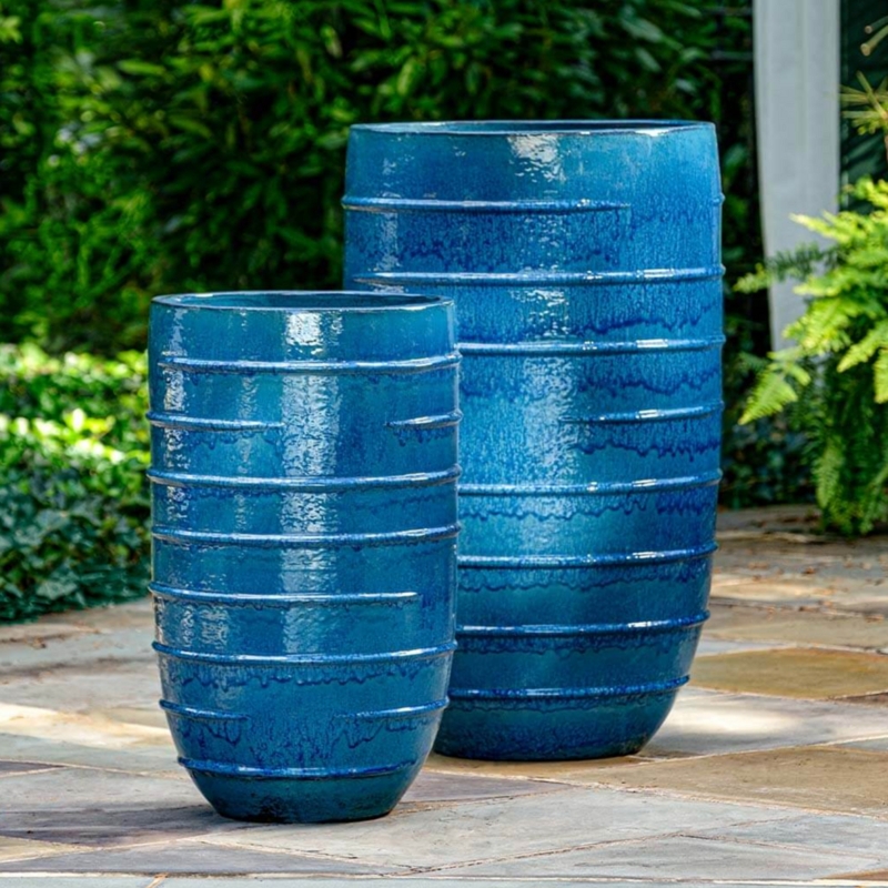 Planter Cerulean Blue Tall Tapered Square Matte