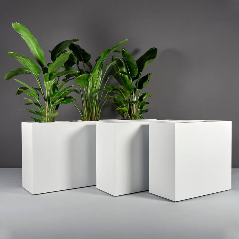 Planter Charcoal Gray Graduated Sizes Set Sleek Rectangular