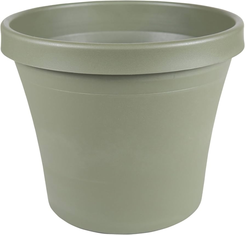 Planter Classic Terra Silhouette Muted Green Matte Flat Rim Detail